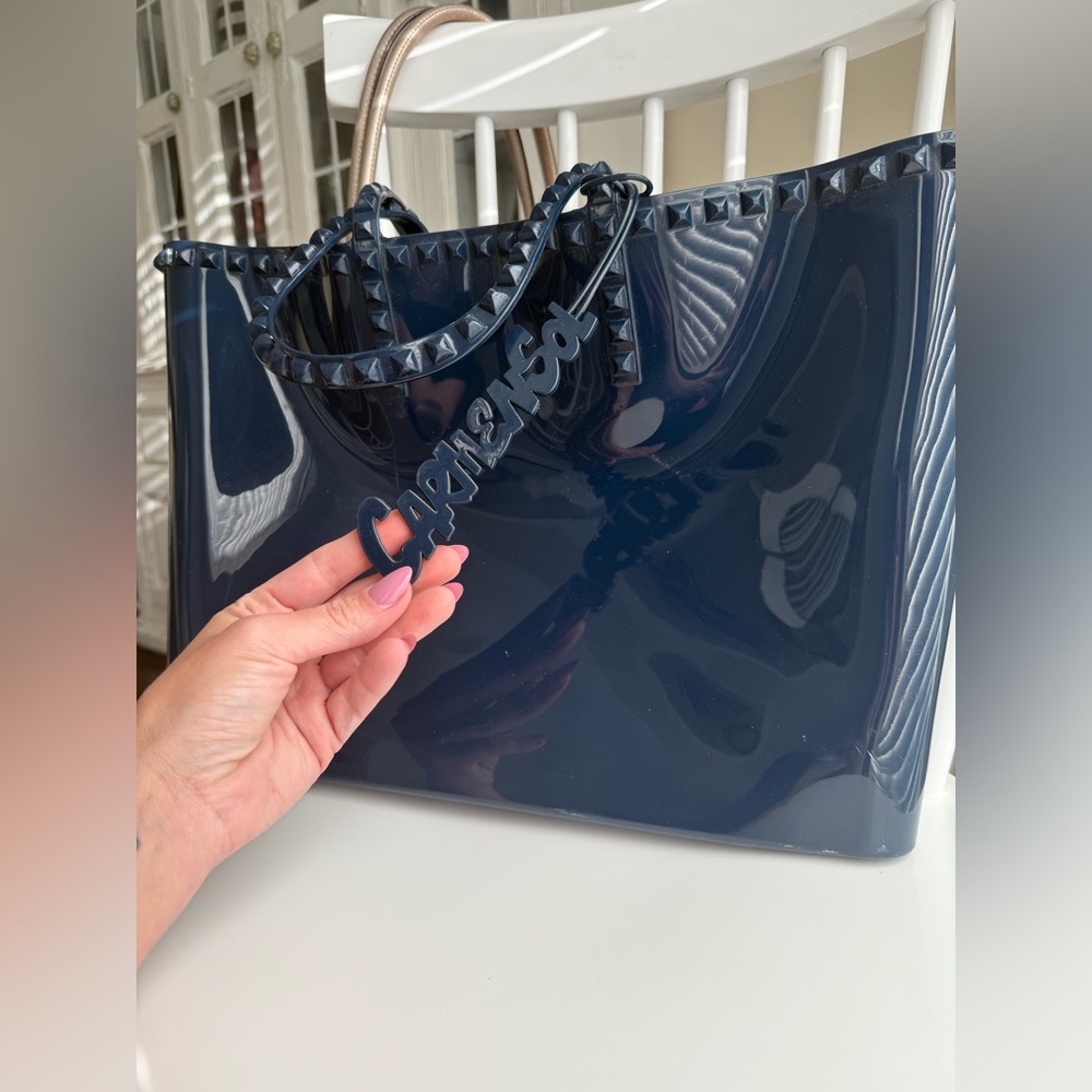 Carmen Sol Deep Blue Patent Leather Tote